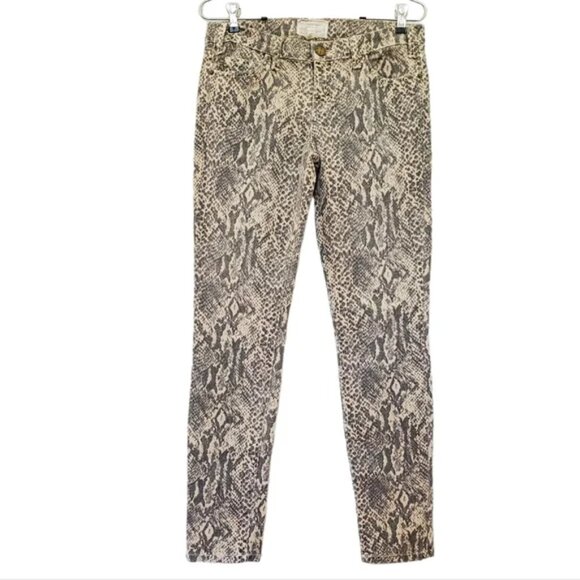 New Current Elliott snakeskin python printed ankle crop canvas denim skinny jean - Picture 10 of 13